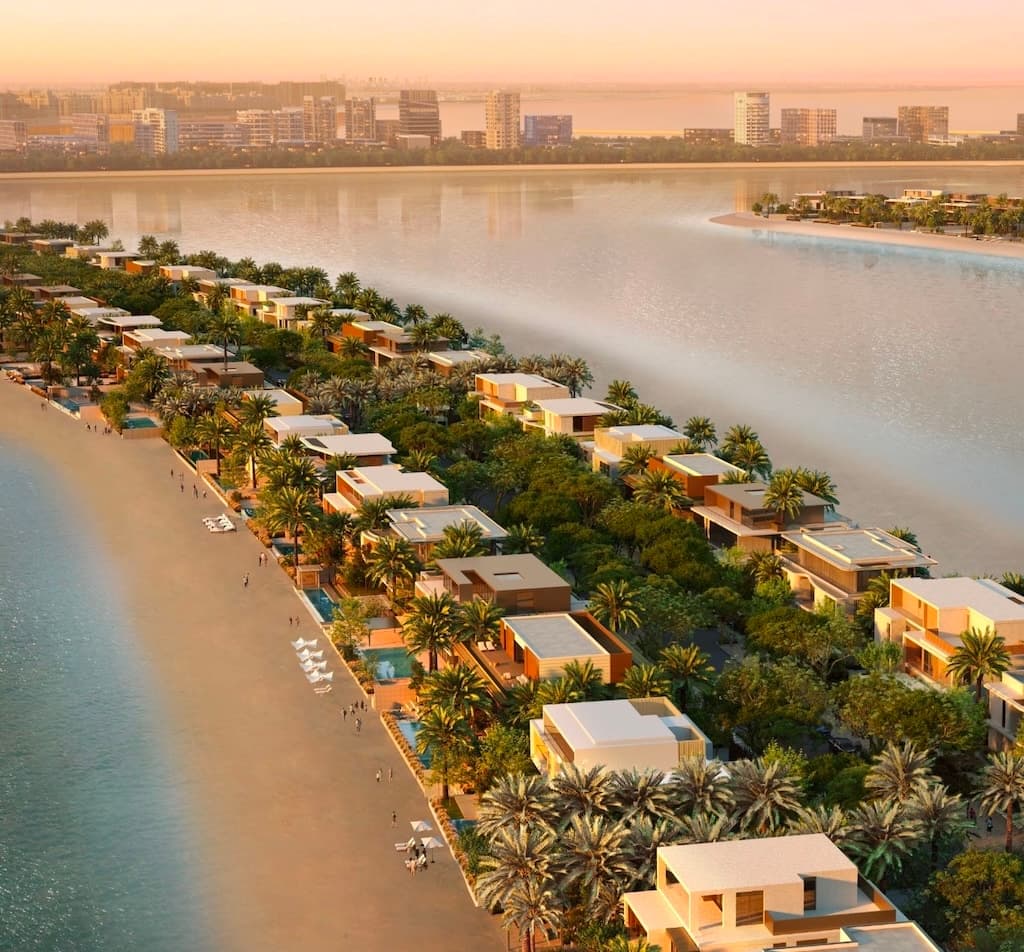 Aerial view of the residential fronds at Palm Jebel Ali, Dubai